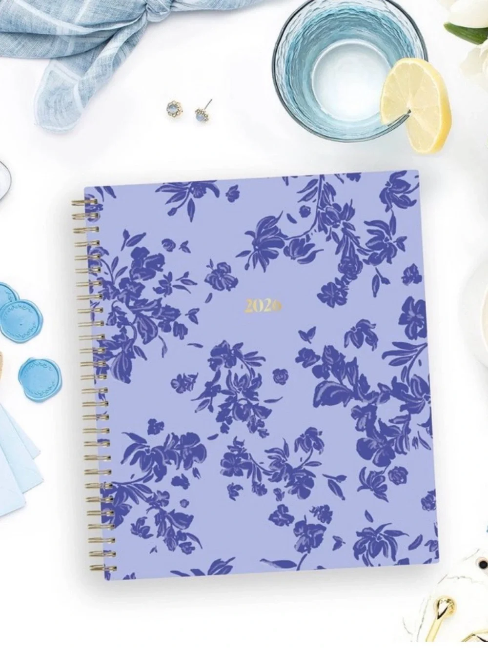 Floral Spiral Planner in Lavender and Deep Purple NWT